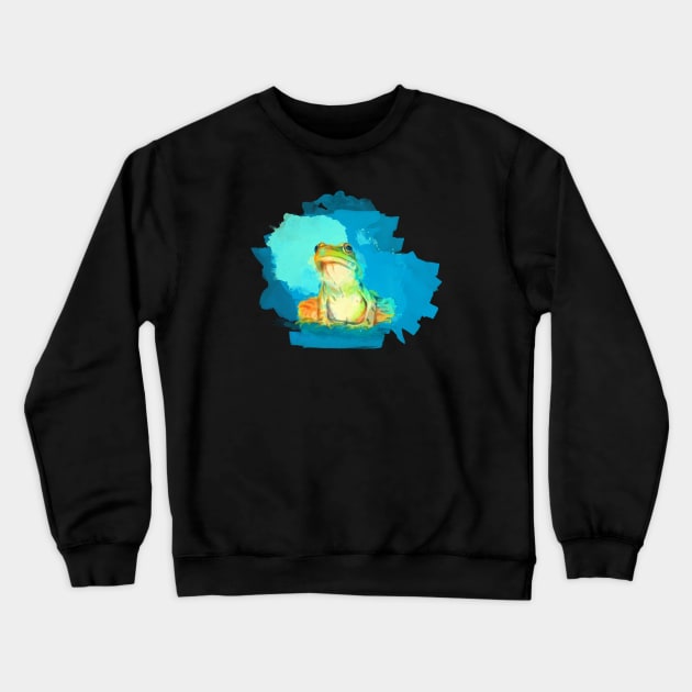 To Leap Or Not To Leap, Frog illustration Crewneck Sweatshirt by Flo Art Studio